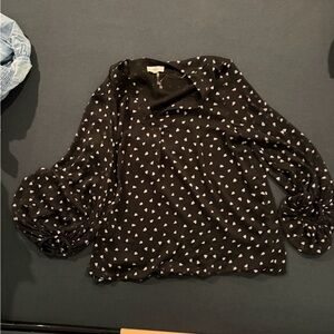 Black Blouse with Heart Pattern